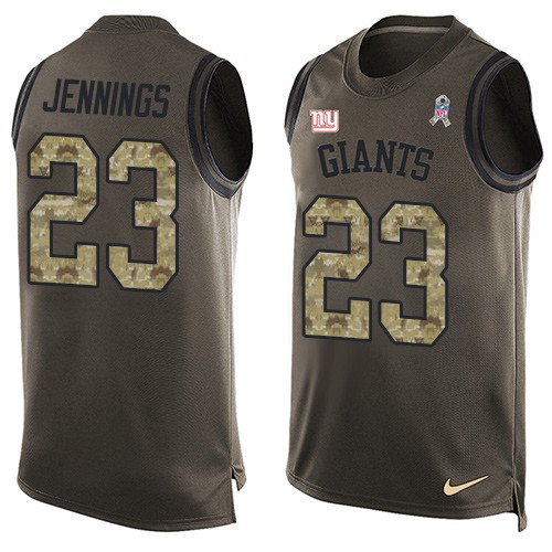 Men's Limited Rashad Jennings Nike Jersey Green - #23 Salute to Service Tank Top NFL New York Giants